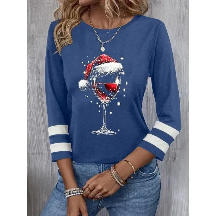 Christmas Women's Maxi Dress Pleated Dress Party Casual Boho Daily Date Going out Regular Fit Snowflake Long Sleeve V Neck Red Blue Fall Winter - Image 3